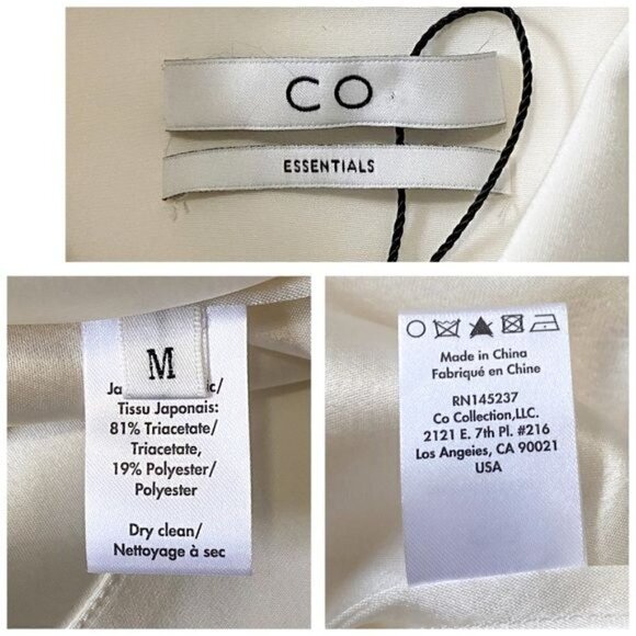 NWT CO. Ruched Button Up Blouse in Japanese Stretch Crepe, Ivory, Size M - Picture 13 of 15